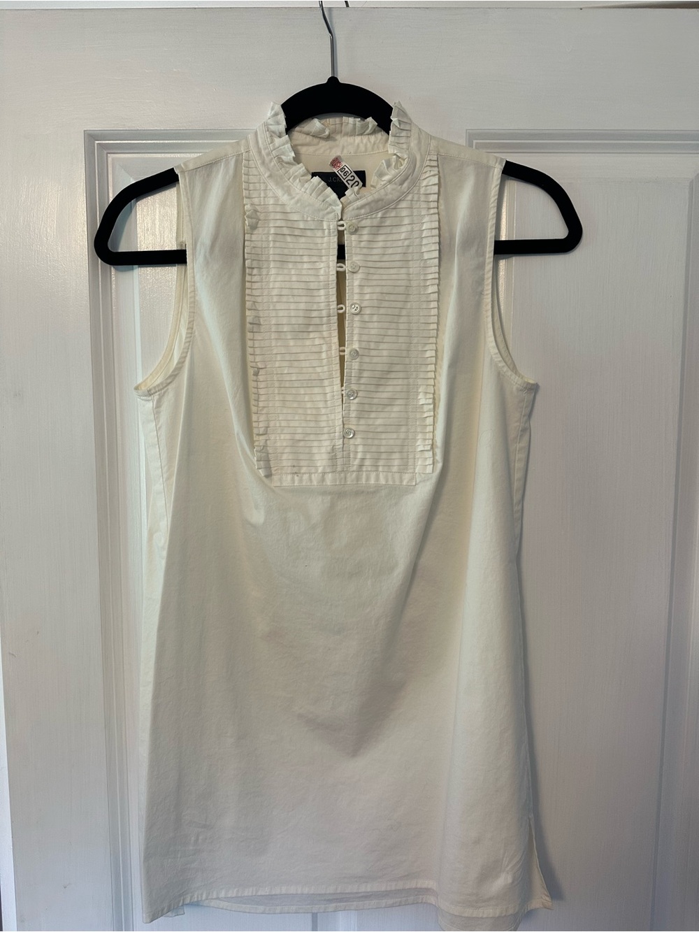 J. Crew sleeveless ruffle neck blouse